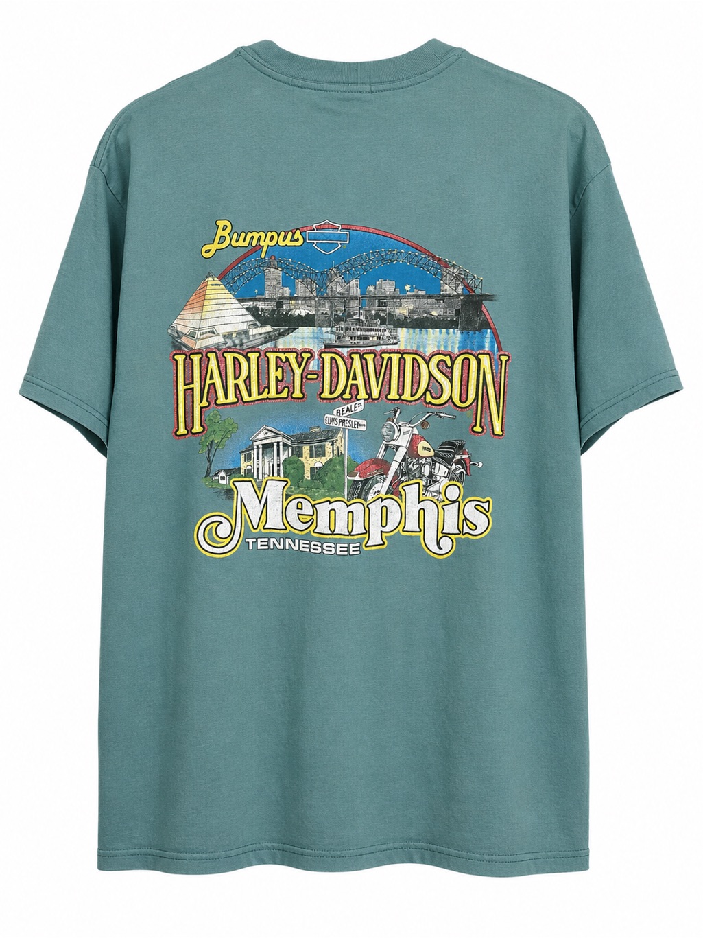 Vintage 1997 Harley Davidson Memphis Tennessee Usa Graphic Tee Large